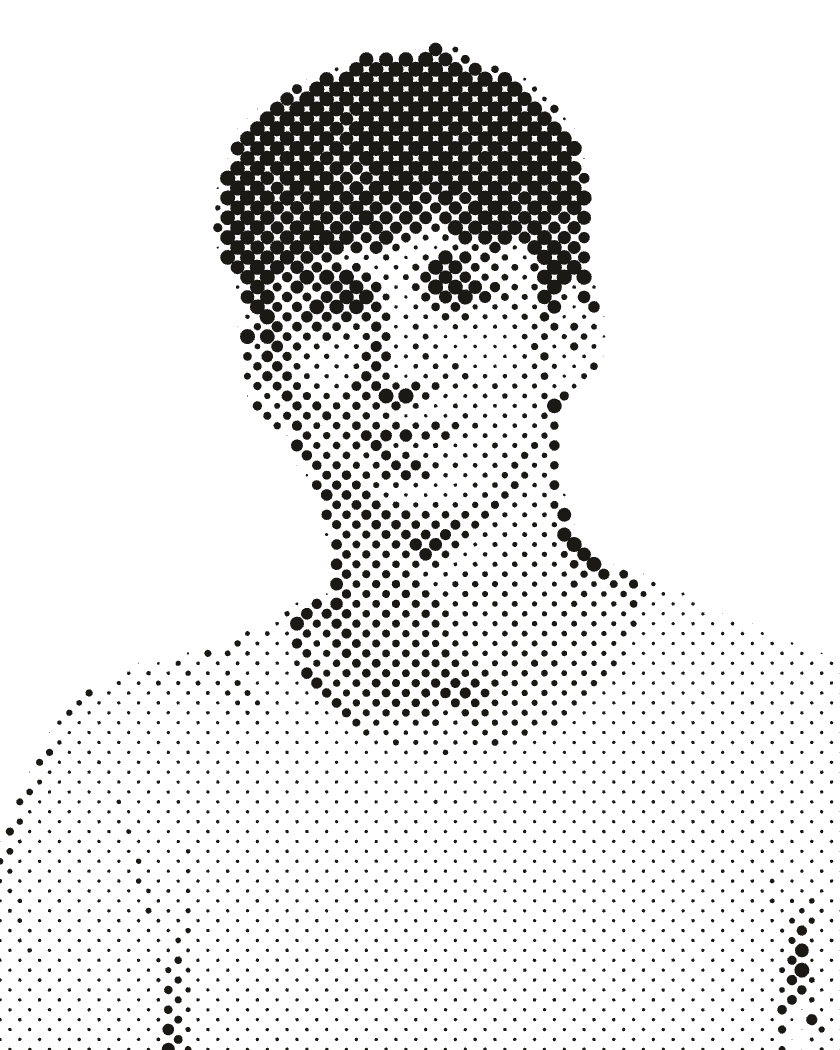 Portrait of Dan Doupovec in a white T-shirt.